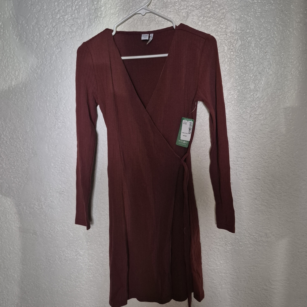 Twik Deep Red Long Sleeve Wrap Dress